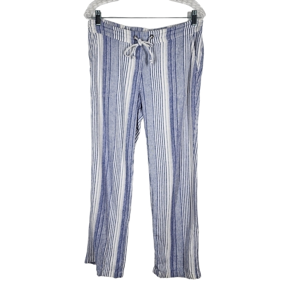 PER SE LINEN BLEND PULL-ON STRIPED PANT